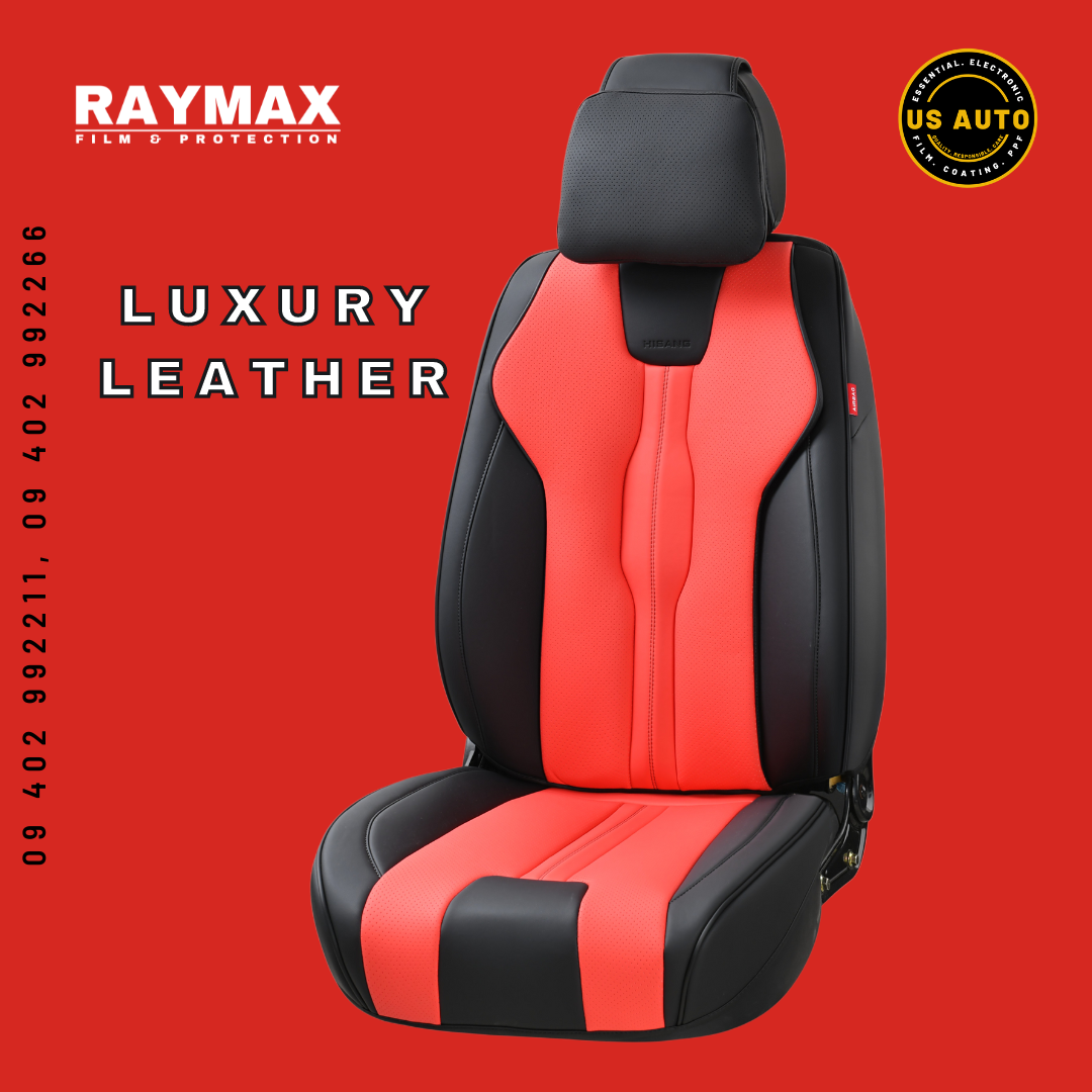 RAYMAX LUXURY SEAT COVER (H-QD21-08)  (1) SET (BLACK + RED + BLACK)