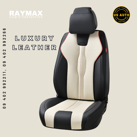 RAYMAX LUXURY SEAT COVER (H-QD21-08)  (1) SET (BLACK + WHITE + RED)