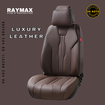 RAYMAX LUXURY SEAT COVER - LEATHER (H-QD21-08)  (1) SET (COFFEE + COFFEE + GREY)