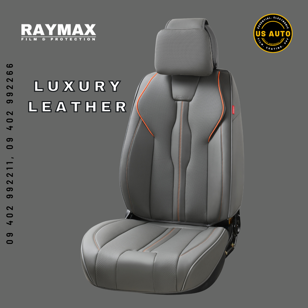 RAYMAX LUXURY SEAT COVER (H-QD21-08)  (1) SET (GREY + GREY + ORANGE)