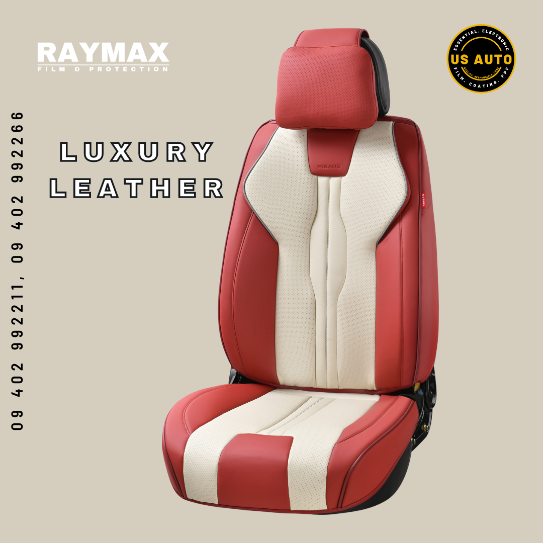 RAYMAX LUXURY SEAT COVER (H-QD21-08)  (1) SET (RED + WHITE + GREY)