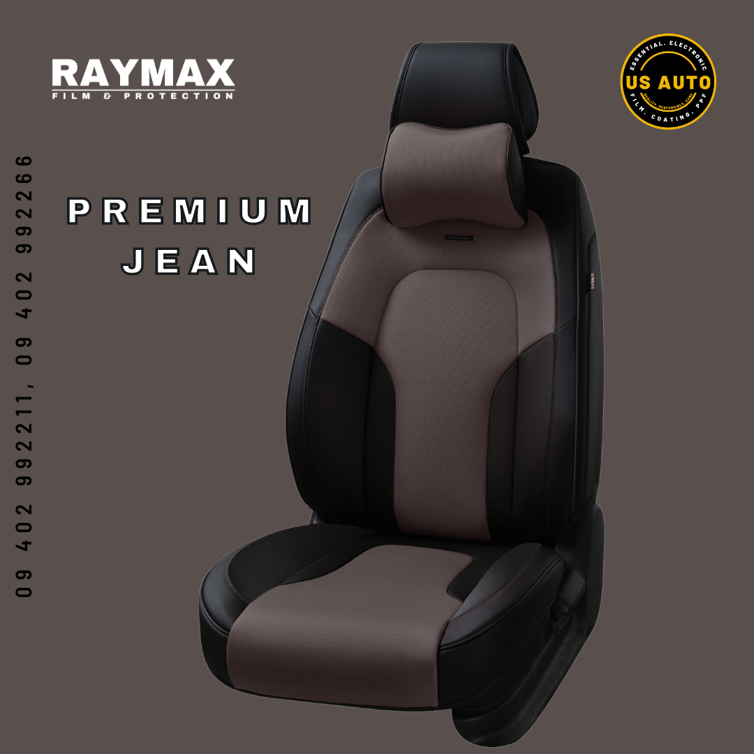 RAYMAX PREMIUM SEAT COVER - JEAN (H-2022CX-05) (1)SET (COFFEE + BLACK)