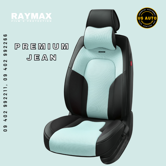 RAYMAX PREMIUM SEAT COVER (H-2022CX-05) (1)SET (TIFFANY BLUE + BLACK)