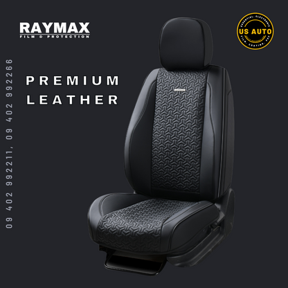 RAYMAX PREMIUM SEAT COVER - LEATHER (H- 2022CX- 12) (1)SET (BLACK + BLACK)