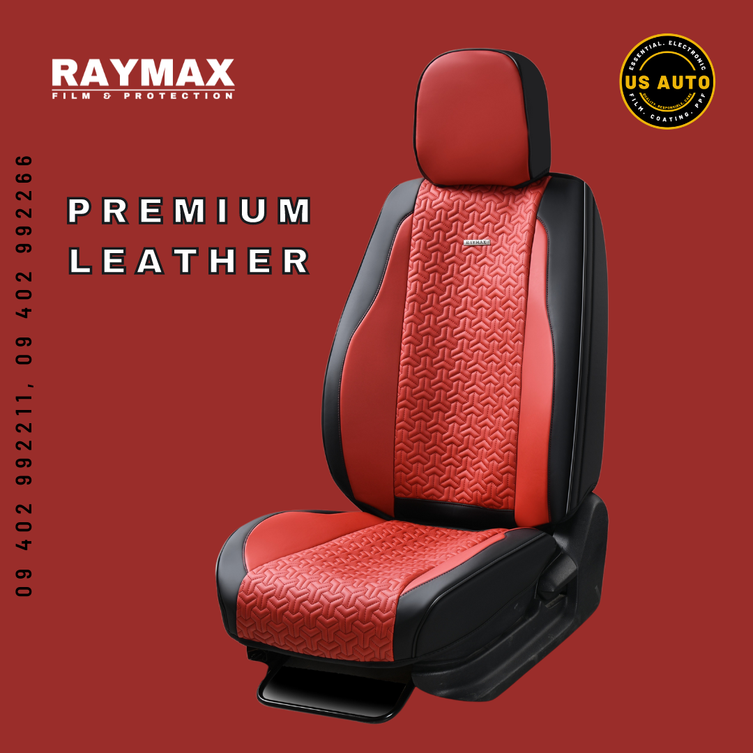 RAYMAX PREMIUM  SEAT COVER (H- 2022CX- 12) (1)SET (BLACK + WINE RED)