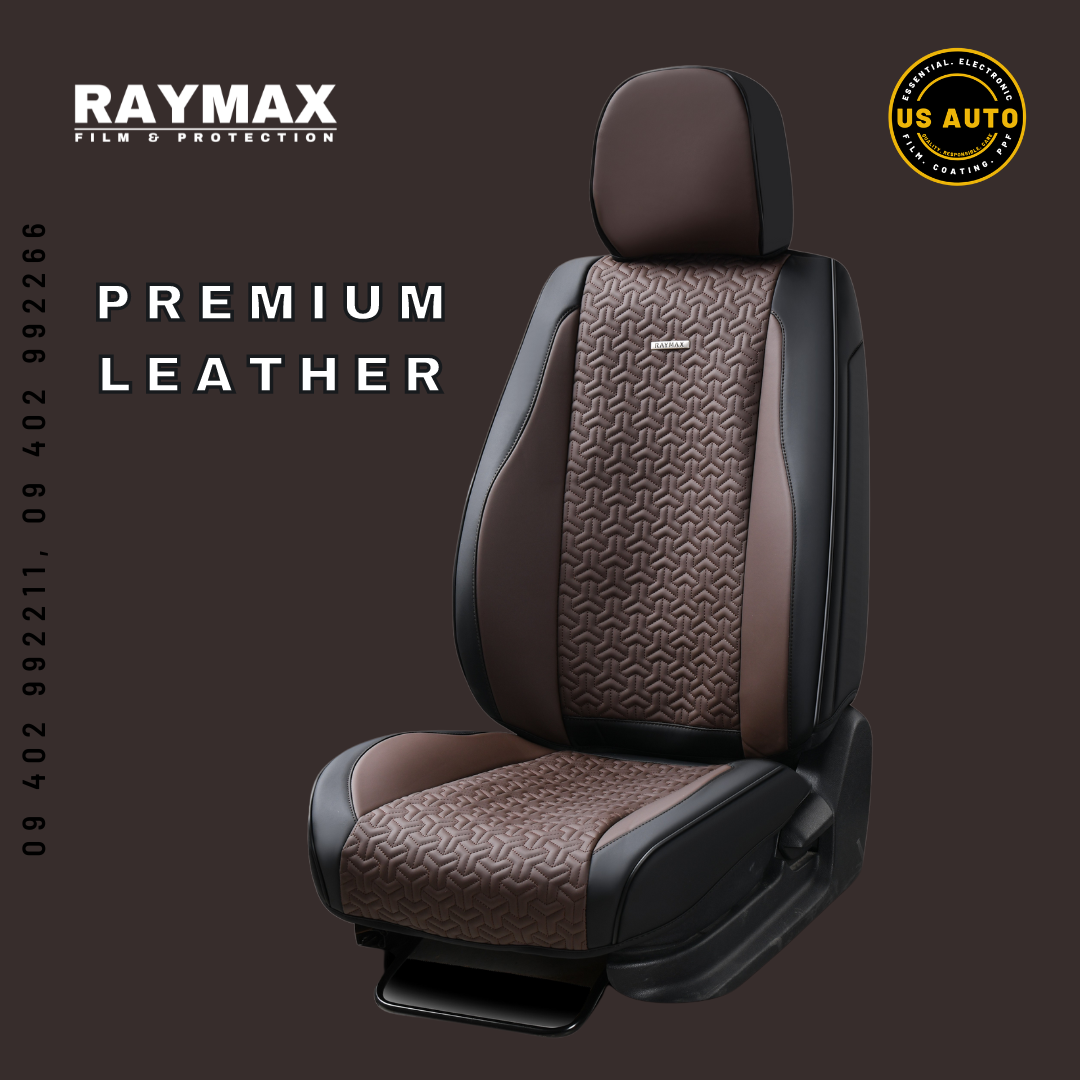 RAYMAX PREMIUM SEAT COVER - LEATHER (H- 2022CX- 12) (1) SET (BLACK+COFFEE)