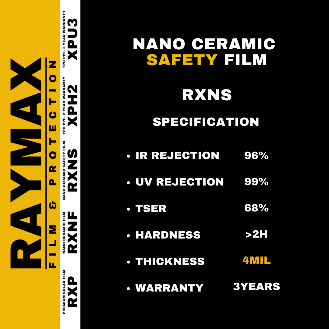 RAYMAX NANO CERAMIC SAFETY FILM RXNS05 80%  (SQ-FT)